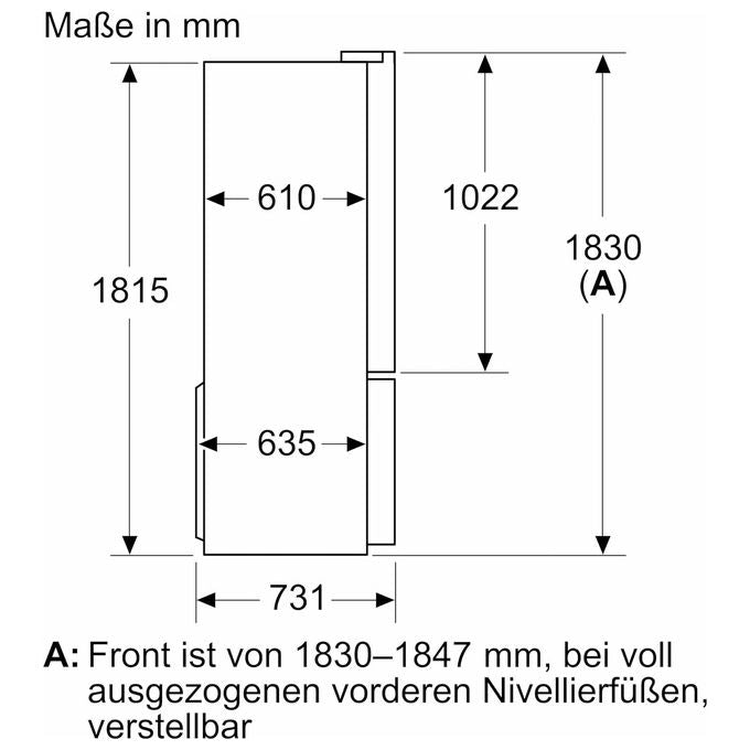 Bosch KFN96VPEA Serie 4 Frigorifero Multidoor 605 L 183 cm Classe E 38 dB No Frost (183x90,5x73,1 cm) colore Acciaio Inox