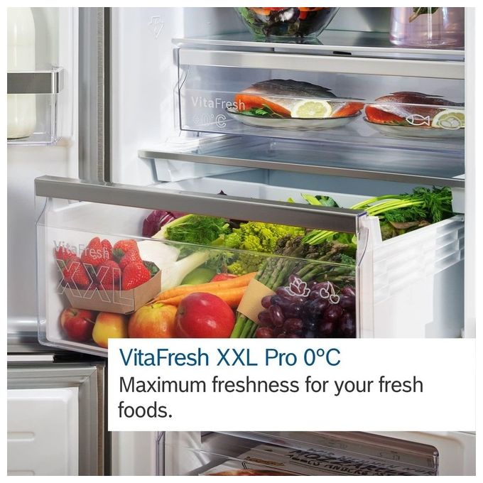 Bosch KGN367LDF Serie 4 Frigorifero Combinato 321 L 186 cm Classe D 35 dB No Frost Perfect Fit (186x60x67 cm) colore Acciaio Inox
