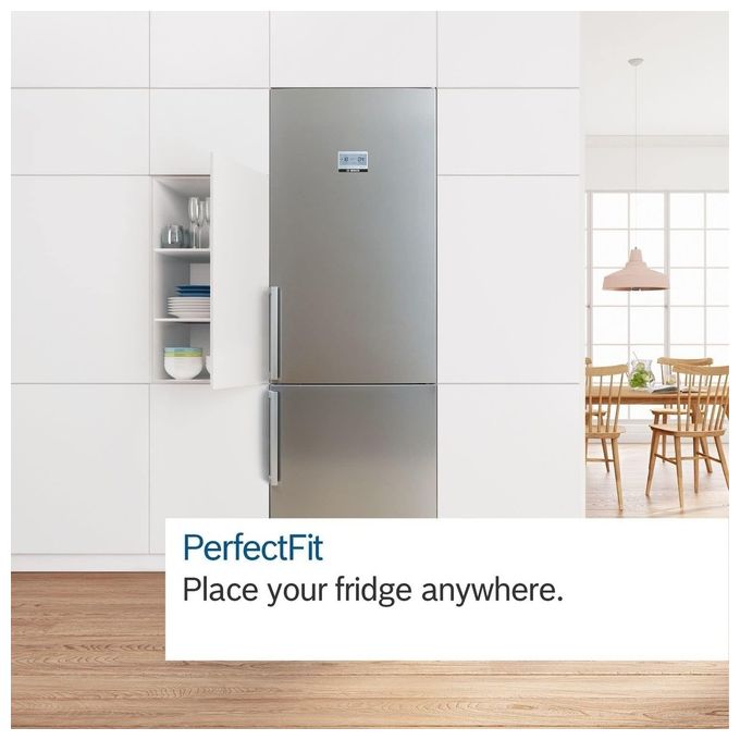 Bosch KGN367LDF Serie 4 Frigorifero Combinato 321 L 186 cm Classe D 35 dB No Frost Perfect Fit (186x60x67 cm) colore Acciaio Inox