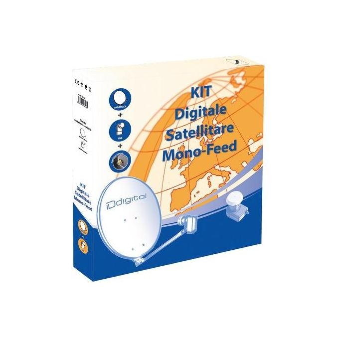 Iddigital 8032754493687 Antenna Satellitare Parabolica 80 cm con Single LNB Digitale per 1 Utenza colore Beige