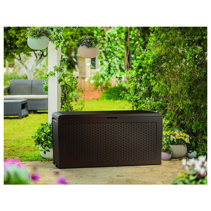 Keter 262200 Deco Fioriera Rettangolare DecoCoat con Sistema di Irrigazione Integrato 110 L colore Marrone