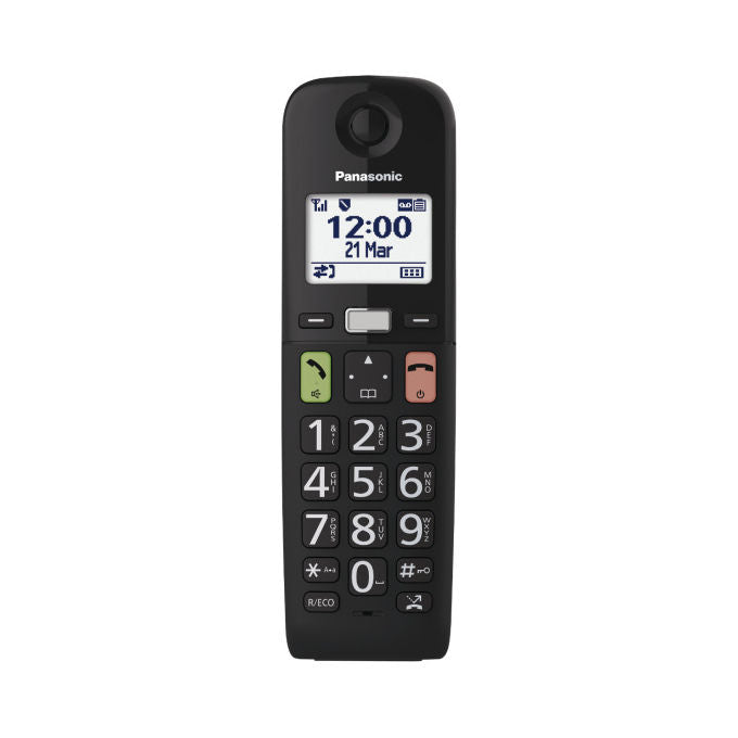 Panasonic KX-TGU132EXB Telefono Cordless Digitale con Segreteria Nera 2 Ricevitori Tasti Grandi EAC