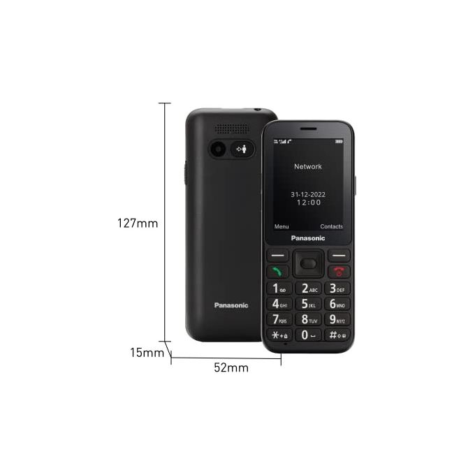 Panasonic KX-TU250 Telefono Cellulare per Anziani 4G VoLTE Display 2.4'' Tasto SOS Fotocamera 1.2 MP Bluetooth 4.2 colore Nero