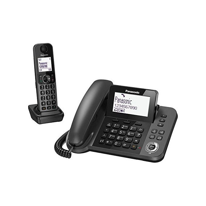 Panasonic KX-TGF310EXM Telefono fisso Display 3,4'' Vivavoce + Cordless Dect Display 1,8'' Vivavoce Nero