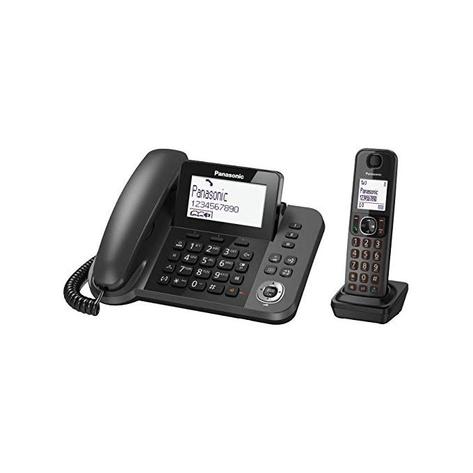 Panasonic KX-TGF310EXM Telefono fisso Display 3,4'' Vivavoce + Cordless Dect Display 1,8'' Vivavoce Nero