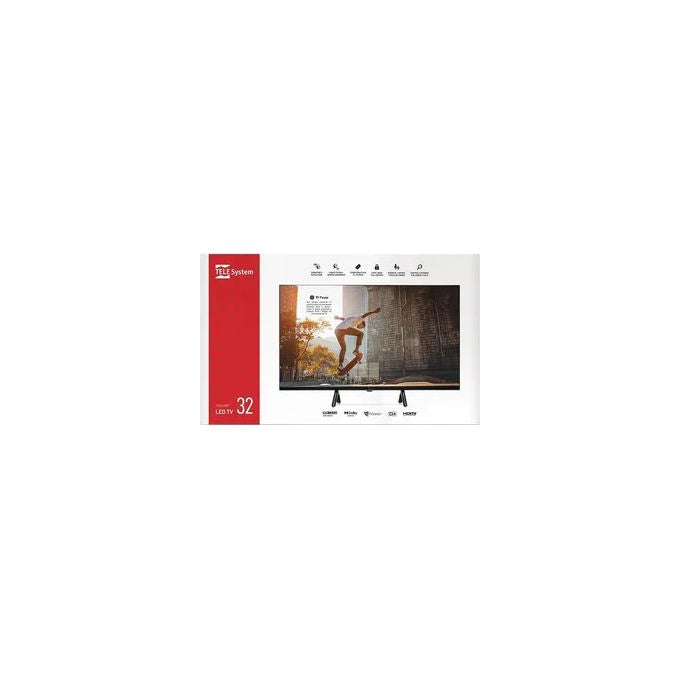 TELE System Tv Led 32 Pollici HD Ready DVB-T2-C-S2 Classe E Nero