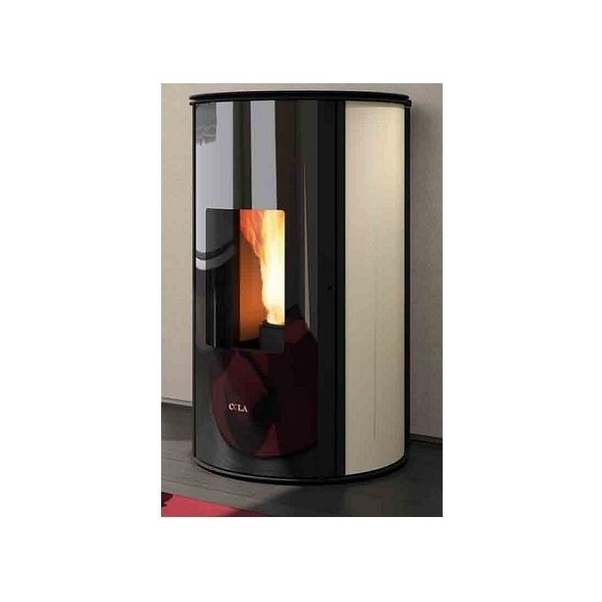 COLA LAK4A10Y Stufa a pellet WAVE materiale acciaio e ceramica installazione libera installazione colore Avorio