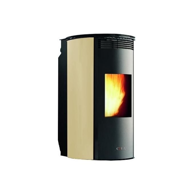 COLA LAK4Z10Y WAVE VETRO Stufa a pellet canalizzata ventilata Potenza 12,70 kW Capacita' serbatoio 25 Kg Telecomando incluso colore Avorio