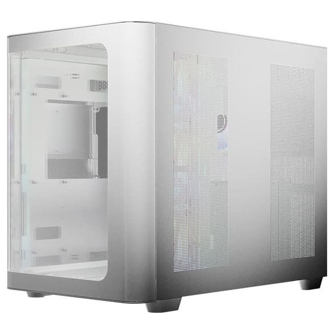 LC-Power LC-8001W-ON Case PC Midi Tower con Vetro Temperato e Illuminazione RGB 120mm Frontale 140mm Superiore Alimentazione Laterale 7 Slot Espansione 3 Supporti 2.5'' 2 Vani 3.5'' colore Bianco