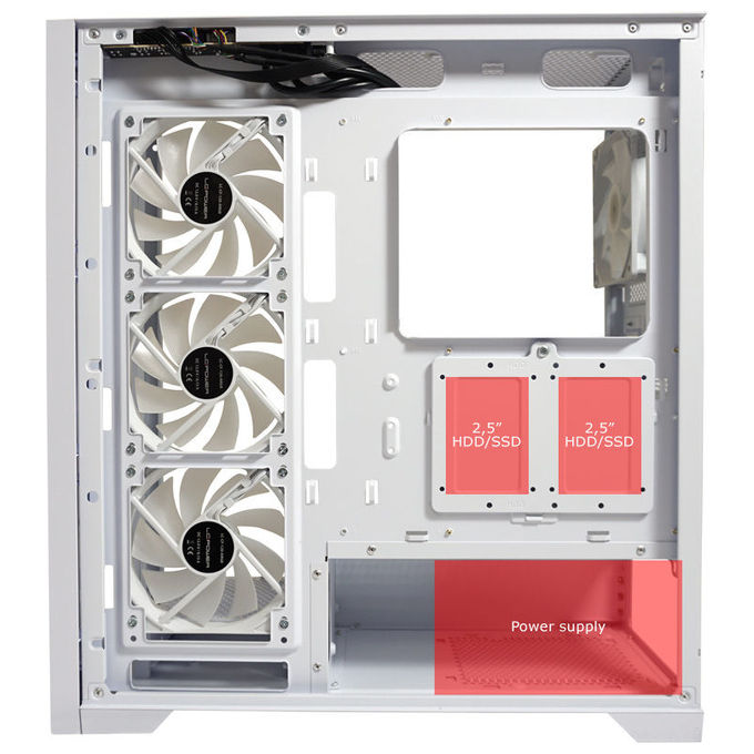 LC-Power LC-806W-ON LC-7041B-ON Midi Tower ATX Micro-ATX Mini-ITX USB 3.2 Gen 1 Type C Vetro Temperato colore Bianco