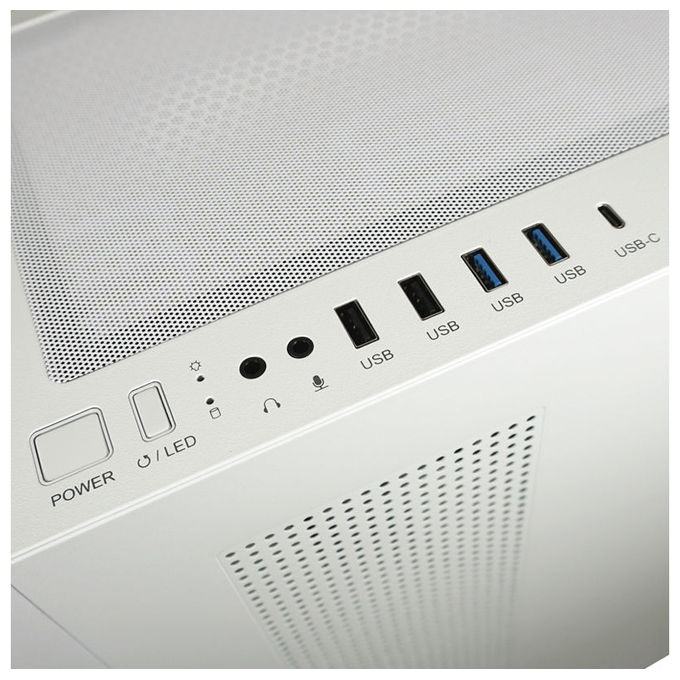 LC-Power LC-806W-ON LC-7041B-ON Midi Tower ATX Micro-ATX Mini-ITX USB 3.2 Gen 1 Type C Vetro Temperato colore Bianco