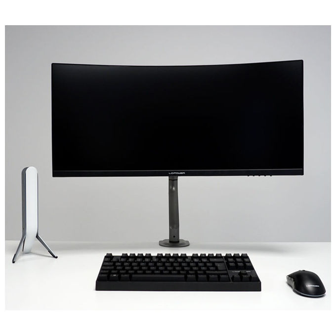 LC-Power LC-EQ-A32B Supporto per Monitor Regolabile Altezza 200-400 mm Rotazione 360° Inclinazione ±20° VESA 75x75-100x100 mm colore Nero