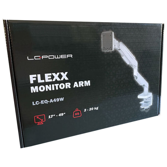 LC-Power LC-EQ-A49W Supporto a Parete per TV Regolabile Altezza 200-470 mm Rotazione 360° Inclinazione -20 a 50° Compatibilita' 75x75 - 100x100 mm Carico Max 20 Kg colore Bianco