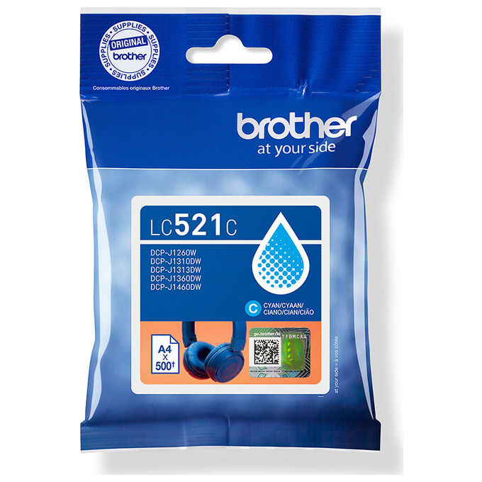 Brother, Cartuccia Inchiostro Ciano LC521C, Originale, 500 Pagine