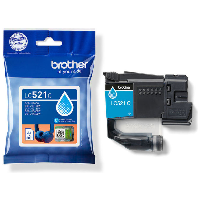 Brother, Cartuccia Inchiostro Ciano LC521C, Originale, 500 Pagine