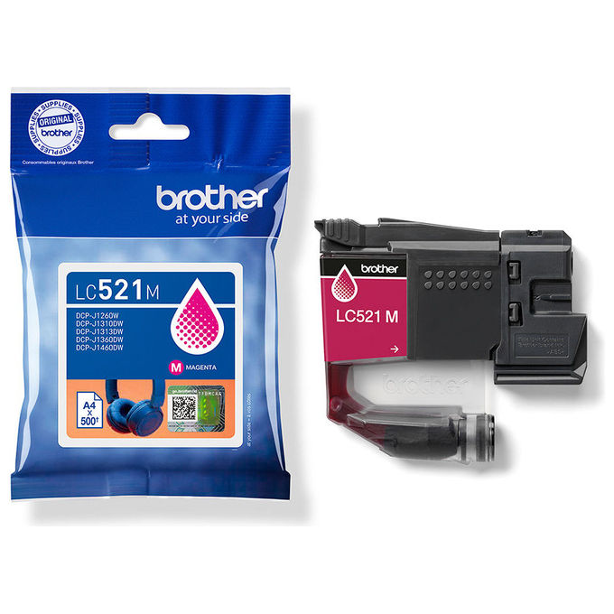 Brother, Cartuccia Magenta Originale LC521M, 500 Pagine