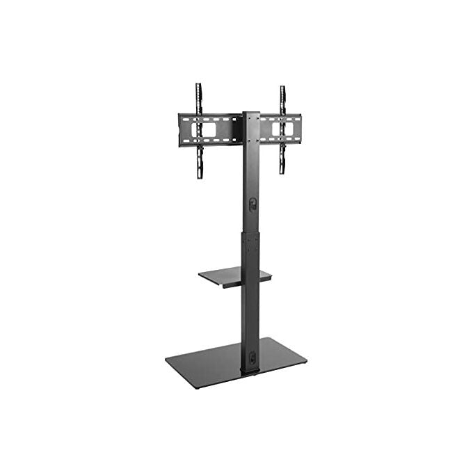 NVS LCD70 Supporto TV da pavimento orientabile per TV 37''-70'' con base in vetro temperato altezza regolabile su 3 posizioni VESA fino a 600x400 mm colore Nero