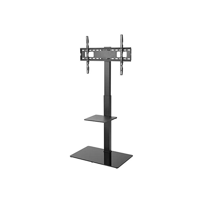 NVS LCD70 Supporto TV da pavimento orientabile per TV 37''-70'' con base in vetro temperato altezza regolabile su 3 posizioni VESA fino a 600x400 mm colore Nero