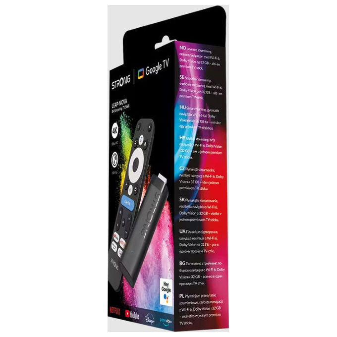 Strong LEAP-NOVA Dongle Smart TV HDMI 4K Ultra HD Android 14 Wi-Fi 6 Dolby Vision 32 GB colore Nero