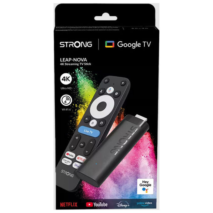 Strong LEAP-NOVA Dongle Smart TV HDMI 4K Ultra HD Android 14 Wi-Fi 6 Dolby Vision 32 GB colore Nero