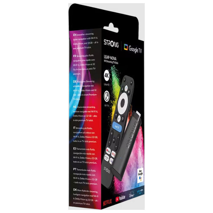 Strong LEAP-NOVA Dongle Smart TV HDMI 4K Ultra HD Android 14 Wi-Fi 6 Dolby Vision 32 GB colore Nero