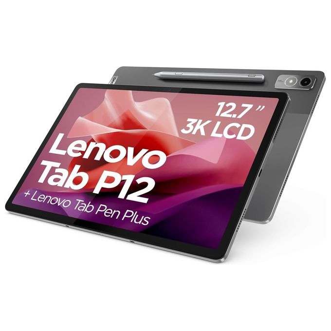 Lenovo ZACH0204SE Tab P12 Tablet Android 12.7'' Display 3K 8 GB RAM 256 GB WiFi 6 MediaTek Dimensity 7050 Pennino incluso colore Grigio
