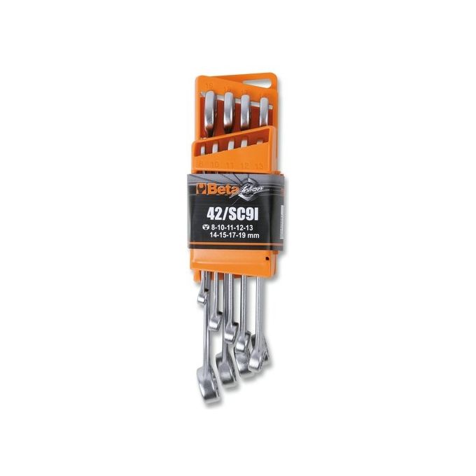 BETA 000421087 Serie 42NEW-SC9I Set di 9 chiavi combinate in acciaio al cromo vanadio con supporto compatto da 8 a 19 mm colore Nero