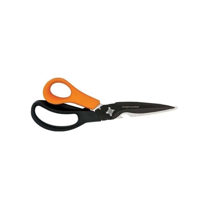 Fiskars 1063329 Solid SP341 Forbici Multiuso Bypass Lame Acciaio Inox 23 cm Tagliafili Integrato colore Nero Arancione