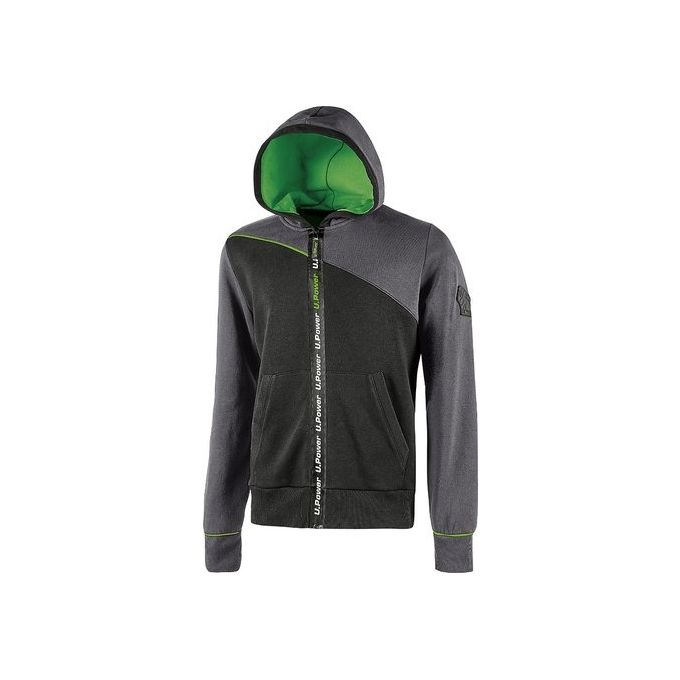 U-Power EY212 Jupiter Felpa da Lavoro con Cappuccio Full Zip 70% Cotone 30% Poliestere 310 g-m² colore Asphalt Grey