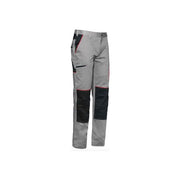 Issaline 9030B Stretch Boom Pantalone da Lavoro Elasticizzato Multitasche Porta Ginocchiere Piping Riflettenti colore Grigio e Nero