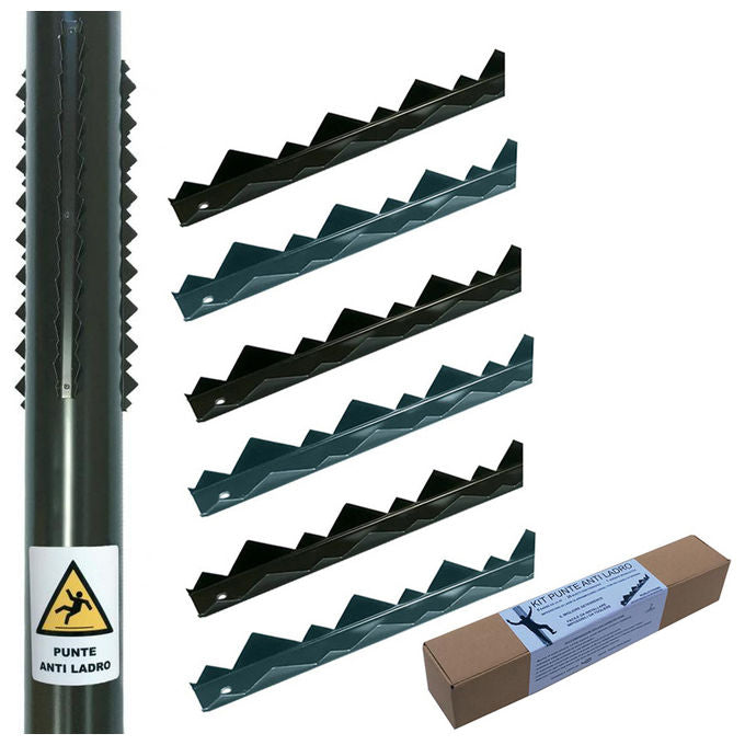 Sodifer 84115 Kit Punte Anti Ladro per Tubi Grondaie Acciaio Zincato 3 File 6 Barre 40 cm colore Testa di Moro