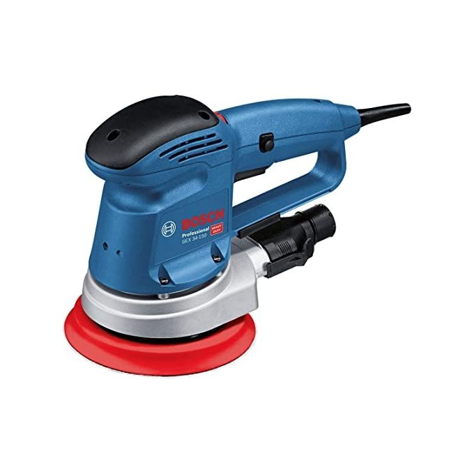 Bosch Professional 0601372800 GEX 34-150 Levigatrice rotoorbitale 150 mm con aspirazione polvere Click and Clean e preselezione velocita' colore Nero