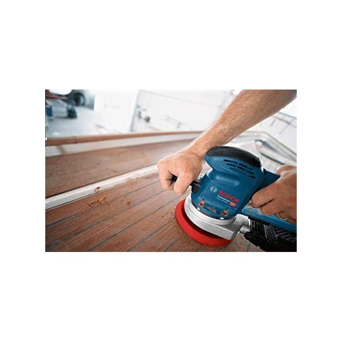 Bosch Professional 0601372800 GEX 34-150 Levigatrice rotoorbitale 150 mm con aspirazione polvere Click and Clean e preselezione velocita' colore Nero