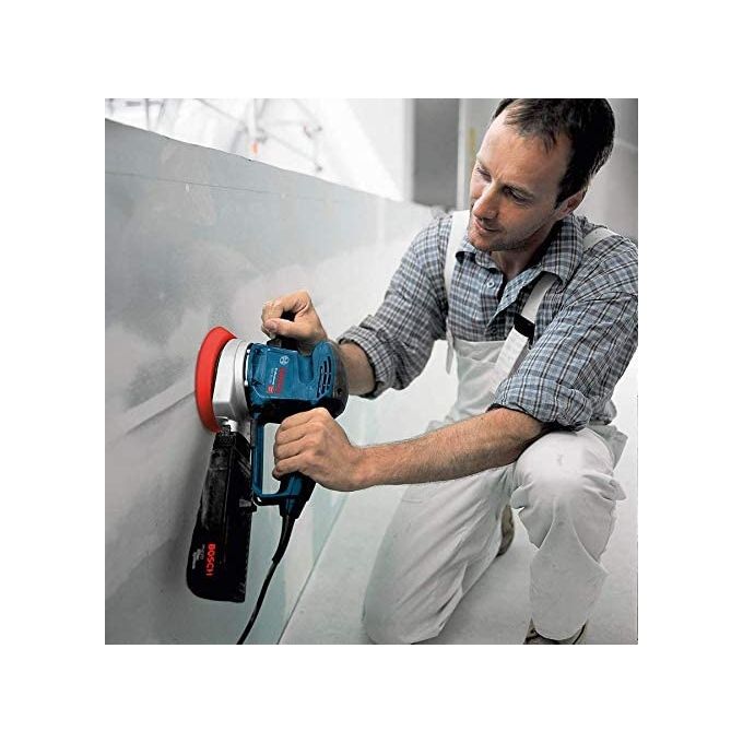 Bosch Professional 0601372800 GEX 34-150 Levigatrice rotoorbitale 150 mm con aspirazione polvere Click and Clean e preselezione velocita' colore Nero