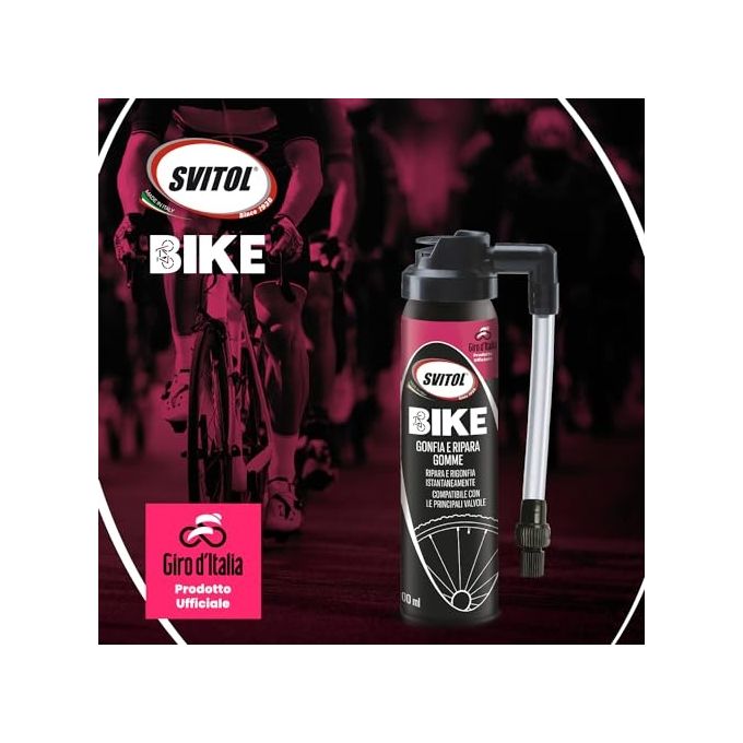 Svitol 4379 Bike Gonfia e Ripara Gomme 100 ml Valvole Schrader Presta Dunlop Pneumatici fino a 29''