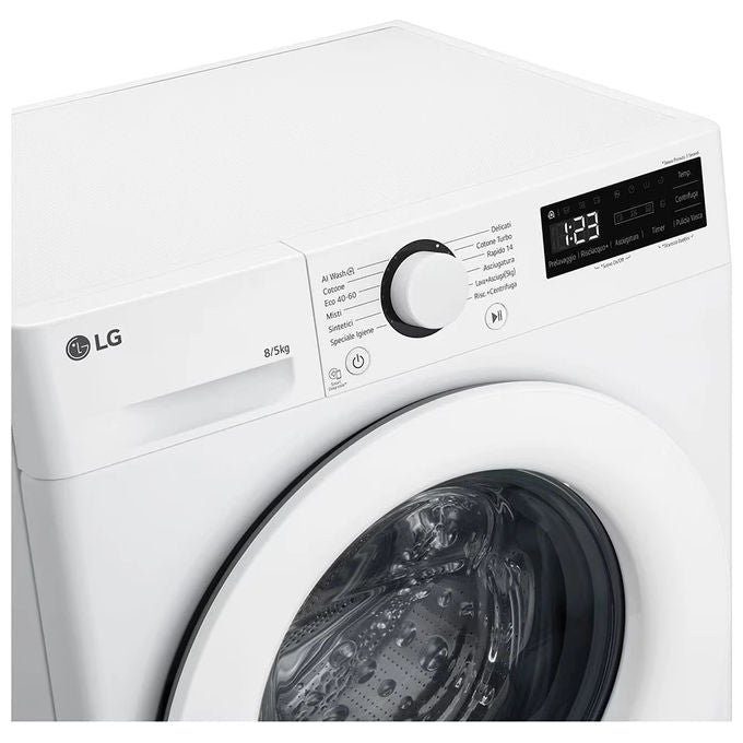 LG D2R3S08AIDD Serie R3 Lavasciuga Slim 8-5 Kg 1200 rpm Classe E AI DD Eco Hybrid Allergy Care (85x60x47.5 cm) colore Bianco