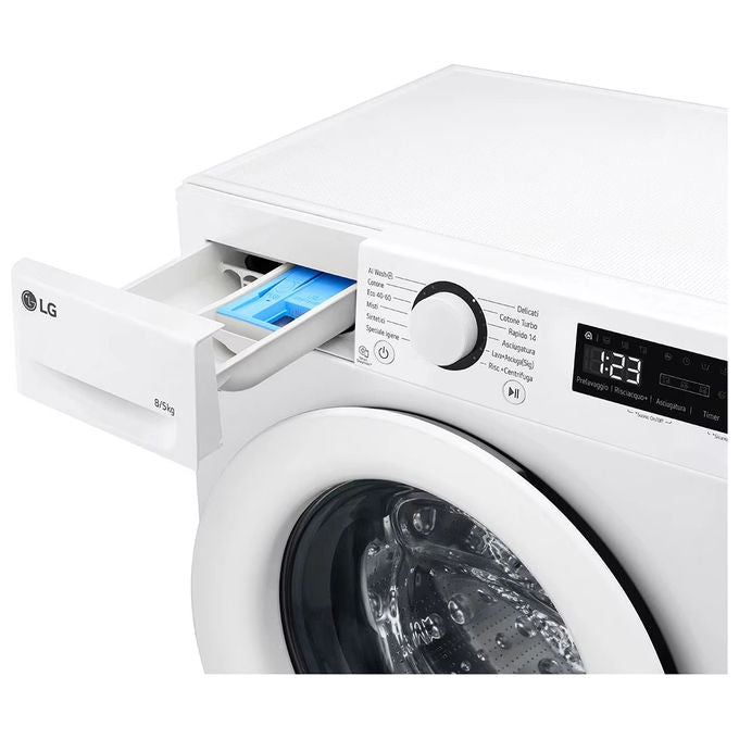 LG D2R3S08AIDD Serie R3 Lavasciuga Slim 8-5 Kg 1200 rpm Classe E AI DD Eco Hybrid Allergy Care (85x60x47.5 cm) colore Bianco