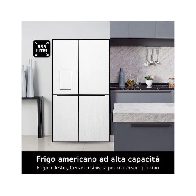 LG GSLC40PYPE Frigorifero Side-by-Side 638L Classe E Dispenser Linear Cooling Prime Silver (179x91x73 cm)