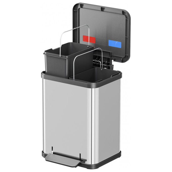 Hailo LH0622-200 Öko Duo Plus M Pedaalemmer 2x9 Ltr con Chiusura Silenziosa RVS colore RVS
