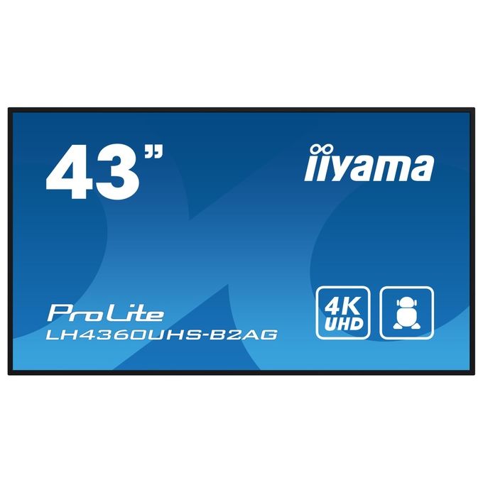 Iiyama ProLite LH4360UHS-B2AG, display digital signage 43 pollici, 4K UHD, VA, Android 11, Wi-Fi, 500 cd-m², 24-7
