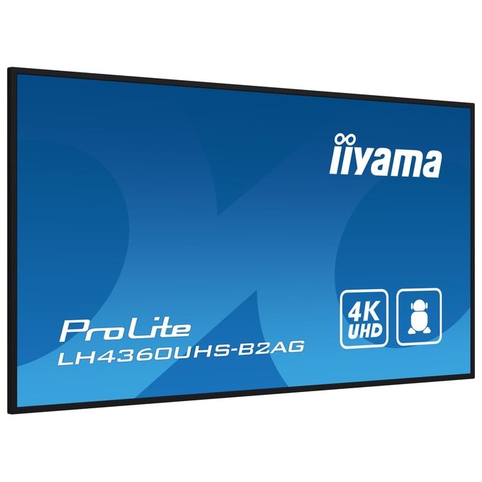 Iiyama ProLite LH4360UHS-B2AG, display digital signage 43 pollici, 4K UHD, VA, Android 11, Wi-Fi, 500 cd-m², 24-7