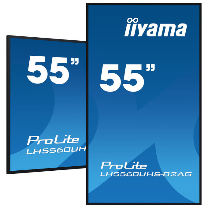 Iiyama ProLite LH5560UHS-B2AG, display 55 pollici 4K UHD, segnaletica digitale, Android 11, 500 cd-m², pannello VA, Wi-Fi, 24-7