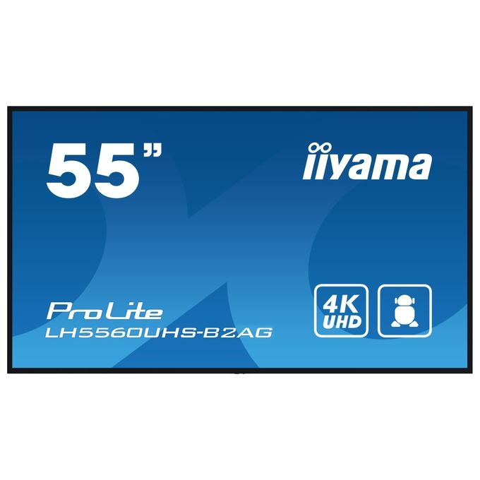 Iiyama ProLite LH5560UHS-B2AG, display 55 pollici 4K UHD, segnaletica digitale, Android 11, 500 cd-m², pannello VA, Wi-Fi, 24-7