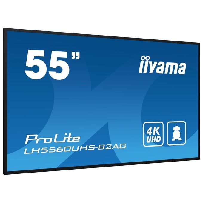 Iiyama ProLite LH5560UHS-B2AG, display 55 pollici 4K UHD, segnaletica digitale, Android 11, 500 cd-m², pannello VA, Wi-Fi, 24-7