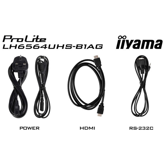Iiyama ProLite LH6564UHS-B1AG, display segnaletica digitale 65'', 4K UHD, Android 14, 500 cd-m², Wi-Fi, 24-7, nero