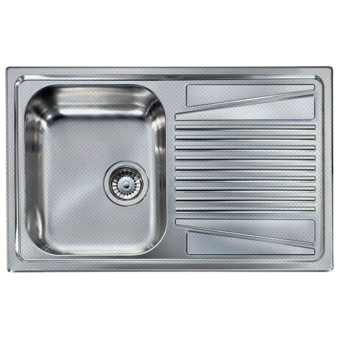 Elleci River 300 LIR300ANSSX - Lavello da incasso 1 vasca + gocciolatoio, Acciaio inox satinato antigraffio, 79x50 cm, da incasso, Inox satinato