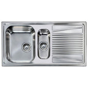 Elleci River 475 LIR475ANSSX - Lavello da incasso 1,5 vasche + gocciolatoio, Acciaio inox satinato antigraffio, 100x50 cm, da incasso, Inox satinato