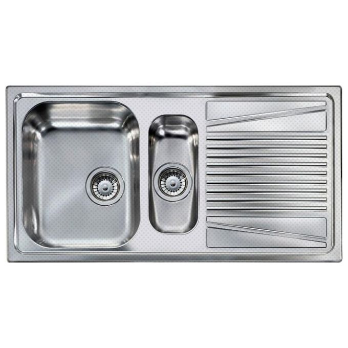 Elleci River 475 LIR475ANSSX - Lavello da incasso 1,5 vasche + gocciolatoio, Acciaio inox satinato antigraffio, 100x50 cm, da incasso, Inox satinato