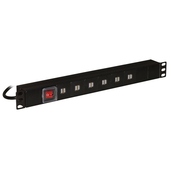 Link Multipresa 1U 19'' per Armadi Rack con 12 Prese Usb 3,4a