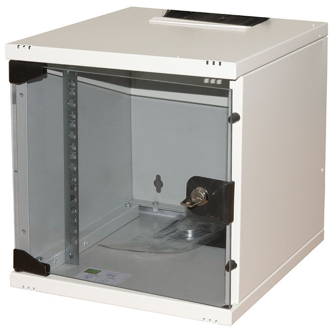 LINK LK106UL Armadio Rack 6U 10'' in Acciaio con Porta in Vetro e Serratura Installazione a Muro colore Grigio